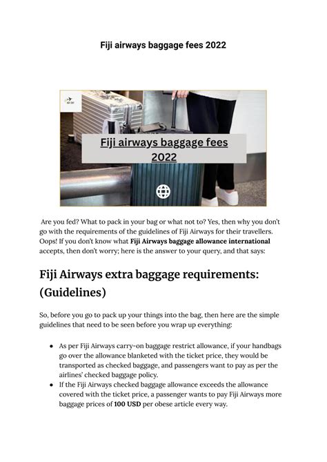 fiji airways excess baggage fees